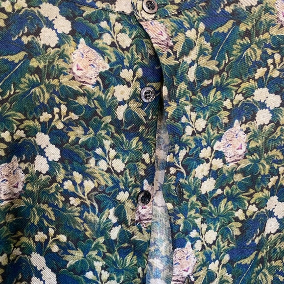 Paul & Joe Cheetah Floral print wool shirt with back button closure - Picture 4 of 5